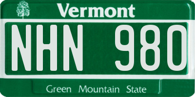 VT license plate NHN980