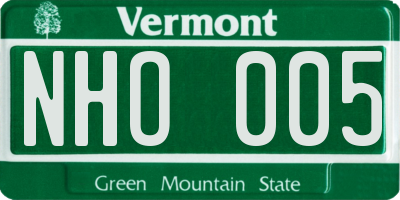 VT license plate NHO005
