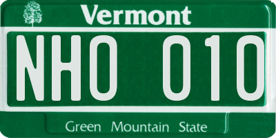 VT license plate NHO010