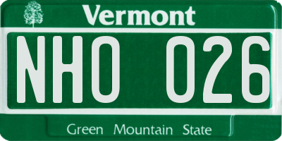 VT license plate NHO026