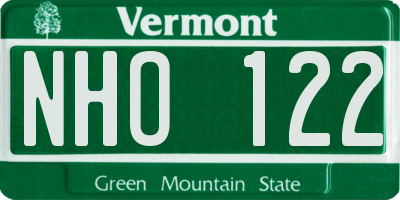VT license plate NHO122
