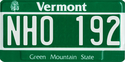 VT license plate NHO192