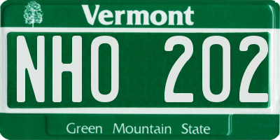 VT license plate NHO202