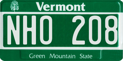 VT license plate NHO208