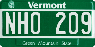 VT license plate NHO209