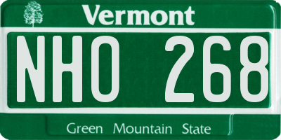 VT license plate NHO268