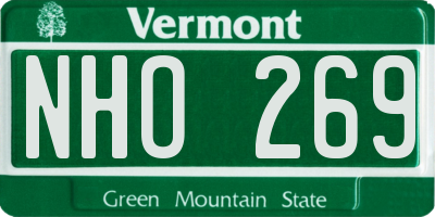 VT license plate NHO269