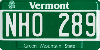 VT license plate NHO289