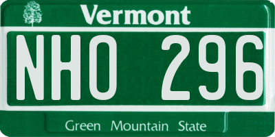 VT license plate NHO296
