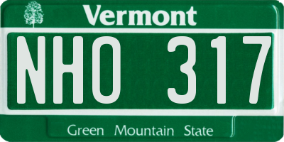 VT license plate NHO317