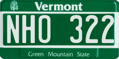 VT license plate NHO322