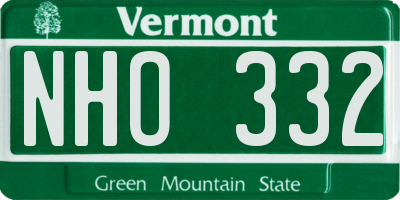 VT license plate NHO332