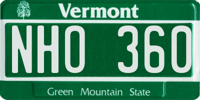 VT license plate NHO360