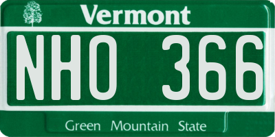 VT license plate NHO366