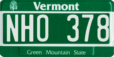VT license plate NHO378