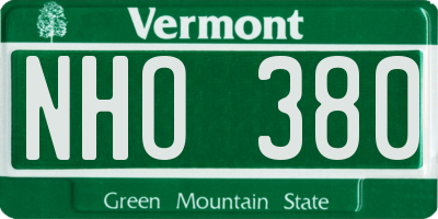 VT license plate NHO380