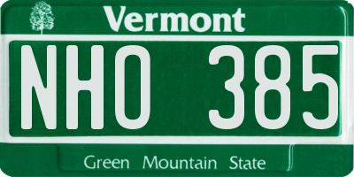 VT license plate NHO385