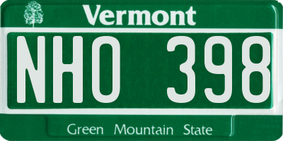 VT license plate NHO398