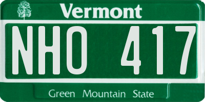 VT license plate NHO417