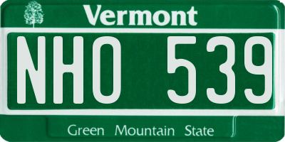 VT license plate NHO539