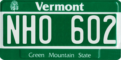 VT license plate NHO602