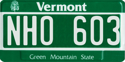 VT license plate NHO603