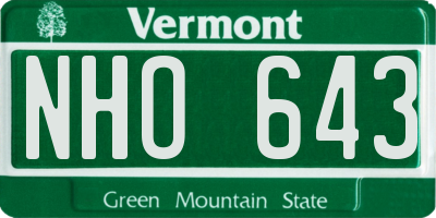 VT license plate NHO643