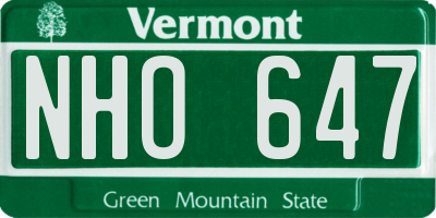 VT license plate NHO647