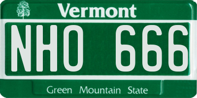 VT license plate NHO666