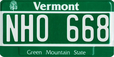 VT license plate NHO668