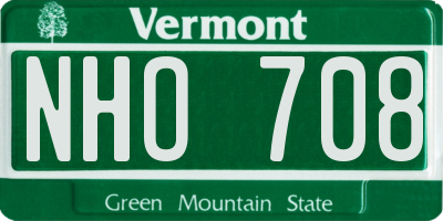 VT license plate NHO708