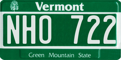 VT license plate NHO722