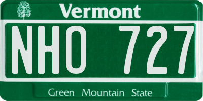 VT license plate NHO727