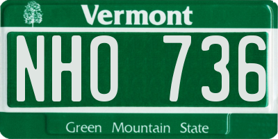VT license plate NHO736