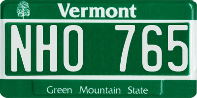 VT license plate NHO765