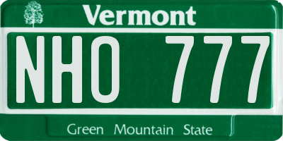 VT license plate NHO777