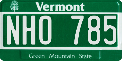 VT license plate NHO785