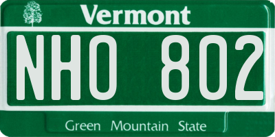 VT license plate NHO802