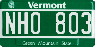 VT license plate NHO803