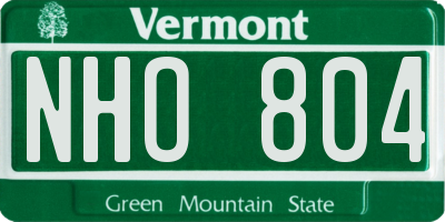 VT license plate NHO804