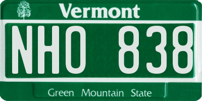 VT license plate NHO838