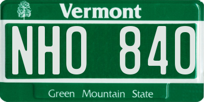 VT license plate NHO840