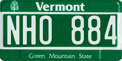 VT license plate NHO884