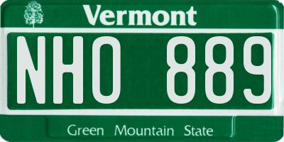 VT license plate NHO889