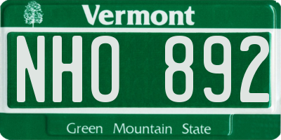 VT license plate NHO892