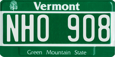 VT license plate NHO908