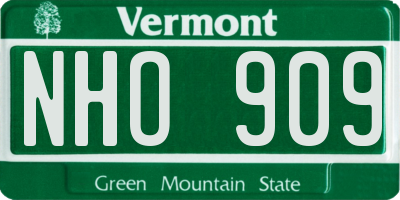 VT license plate NHO909