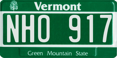 VT license plate NHO917