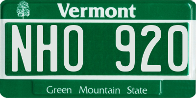 VT license plate NHO920