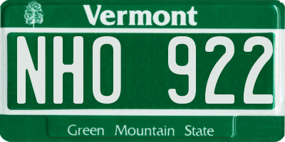 VT license plate NHO922